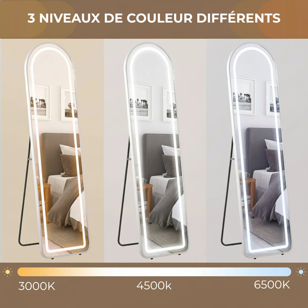 Miroir plein pied lumineux LED