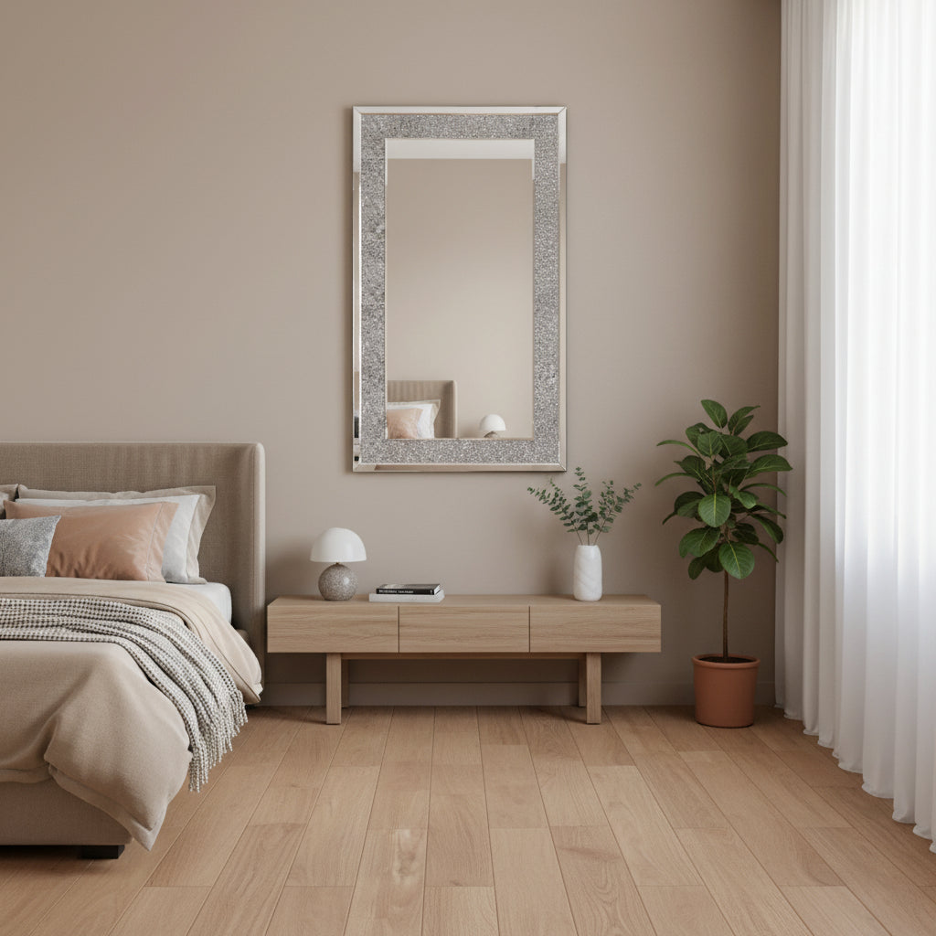 Miroir mural argent cristaux