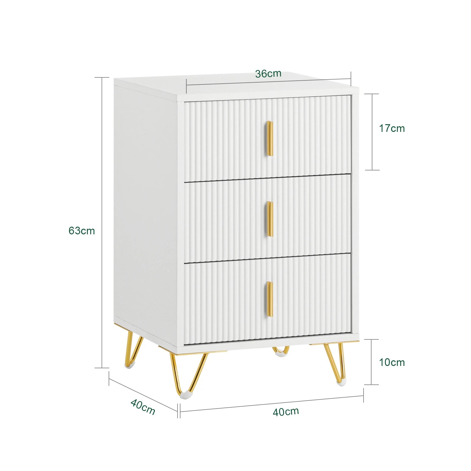 Table de chevet élégante 3 tiroirs