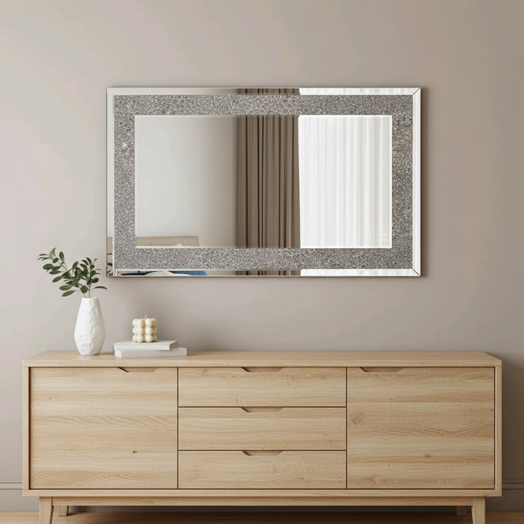Miroir mural argent cristaux