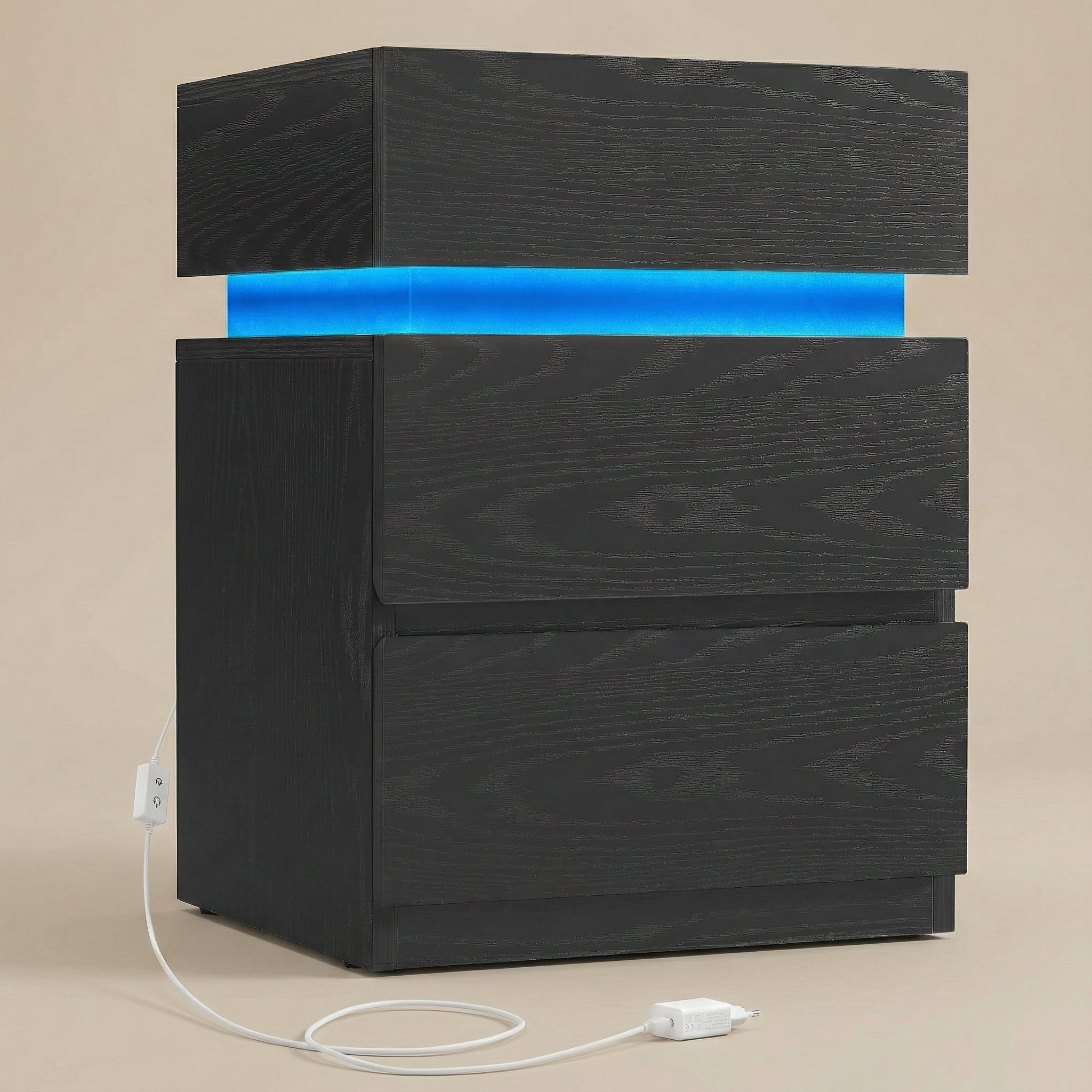 Table de chevet LED trois tiroirs