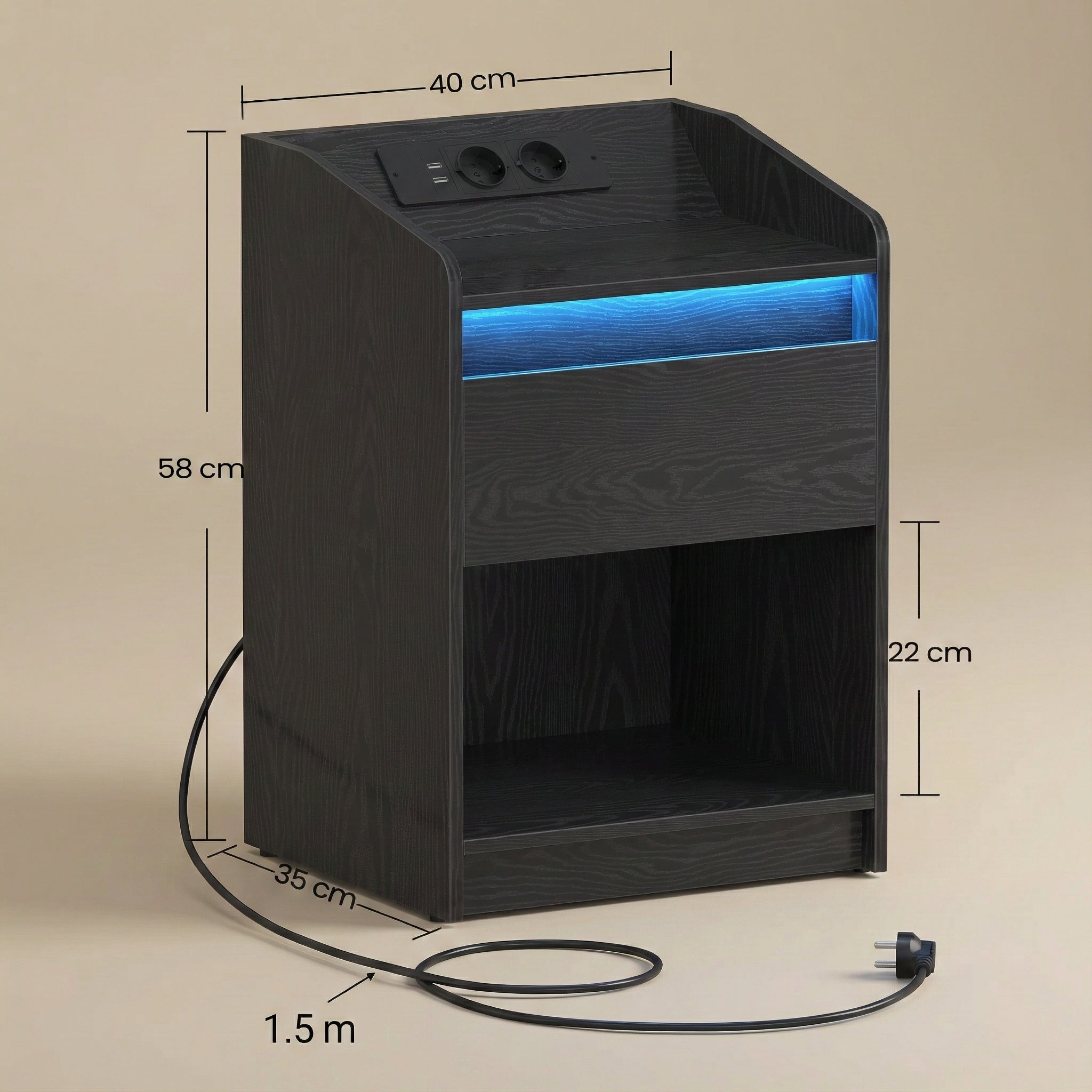 Table de chevet LED station de charge