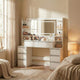 Coiffeuse miroir panoramique 8 tiroirs