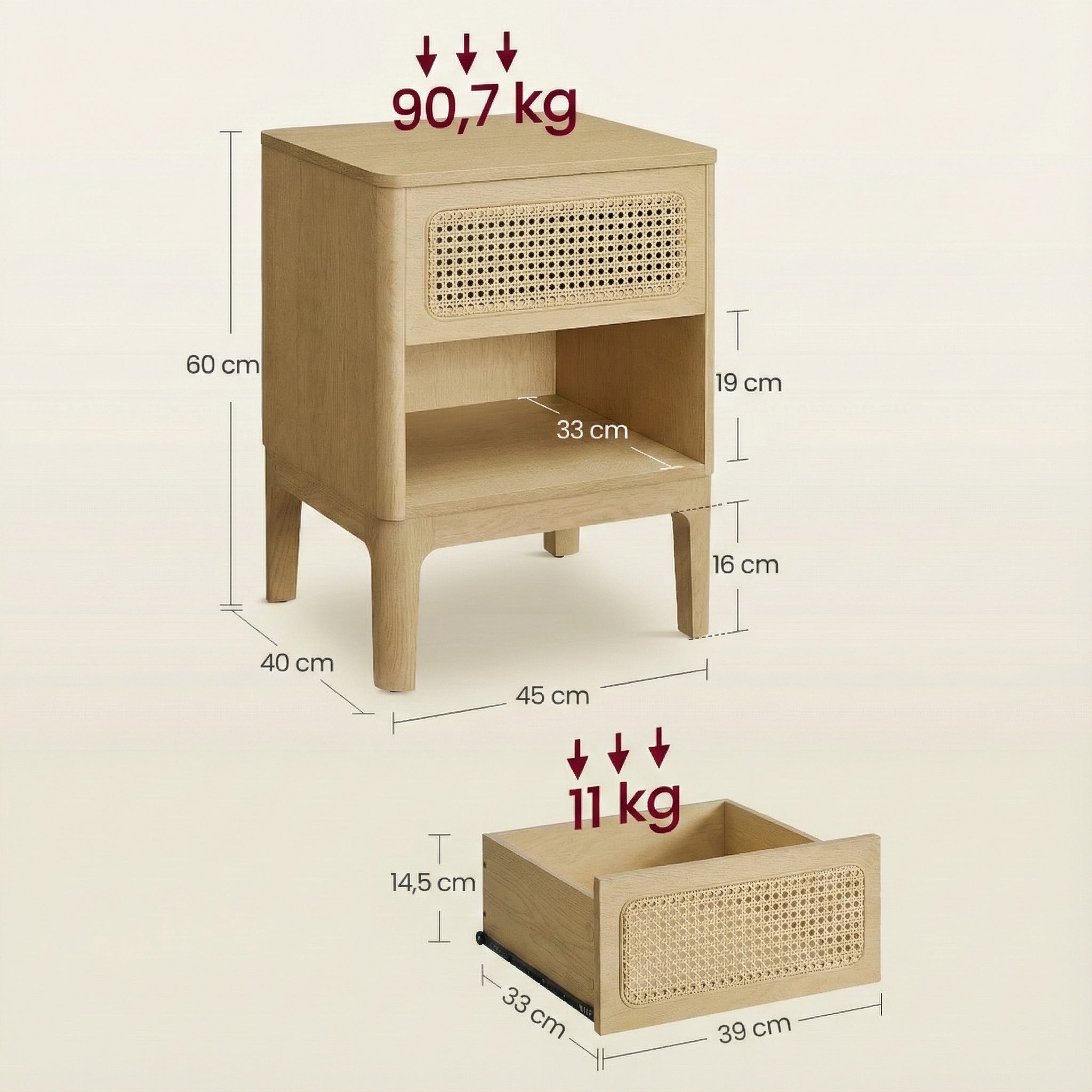 Table de chevet boisée bohème