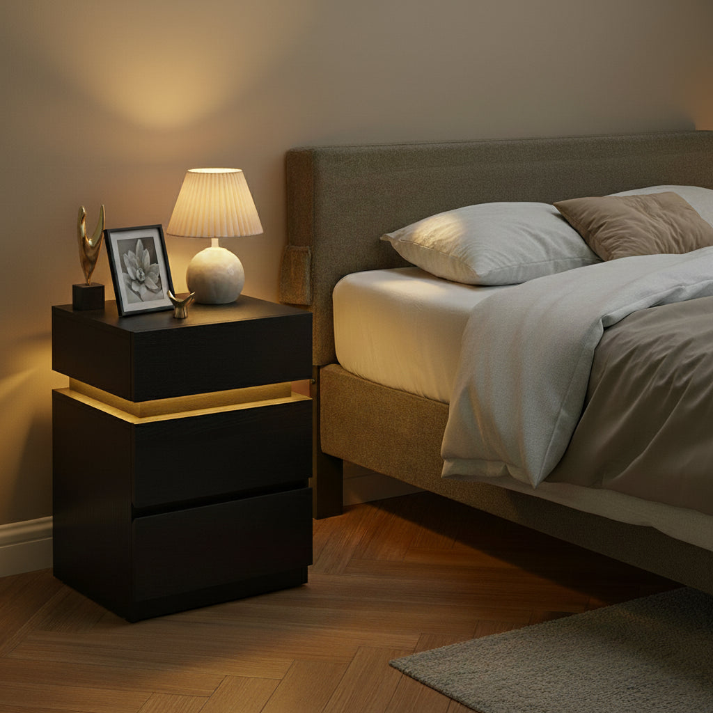 Table de chevet LED trois tiroirs