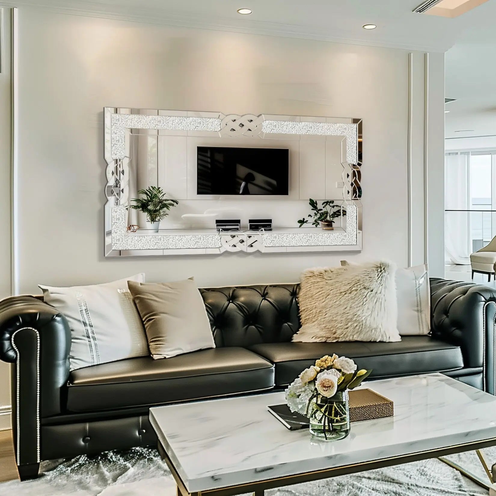 Miroir mural argent rectangulaire