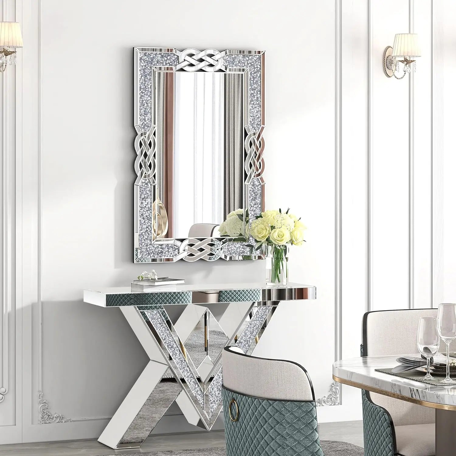 Miroir mural argent rectangulaire