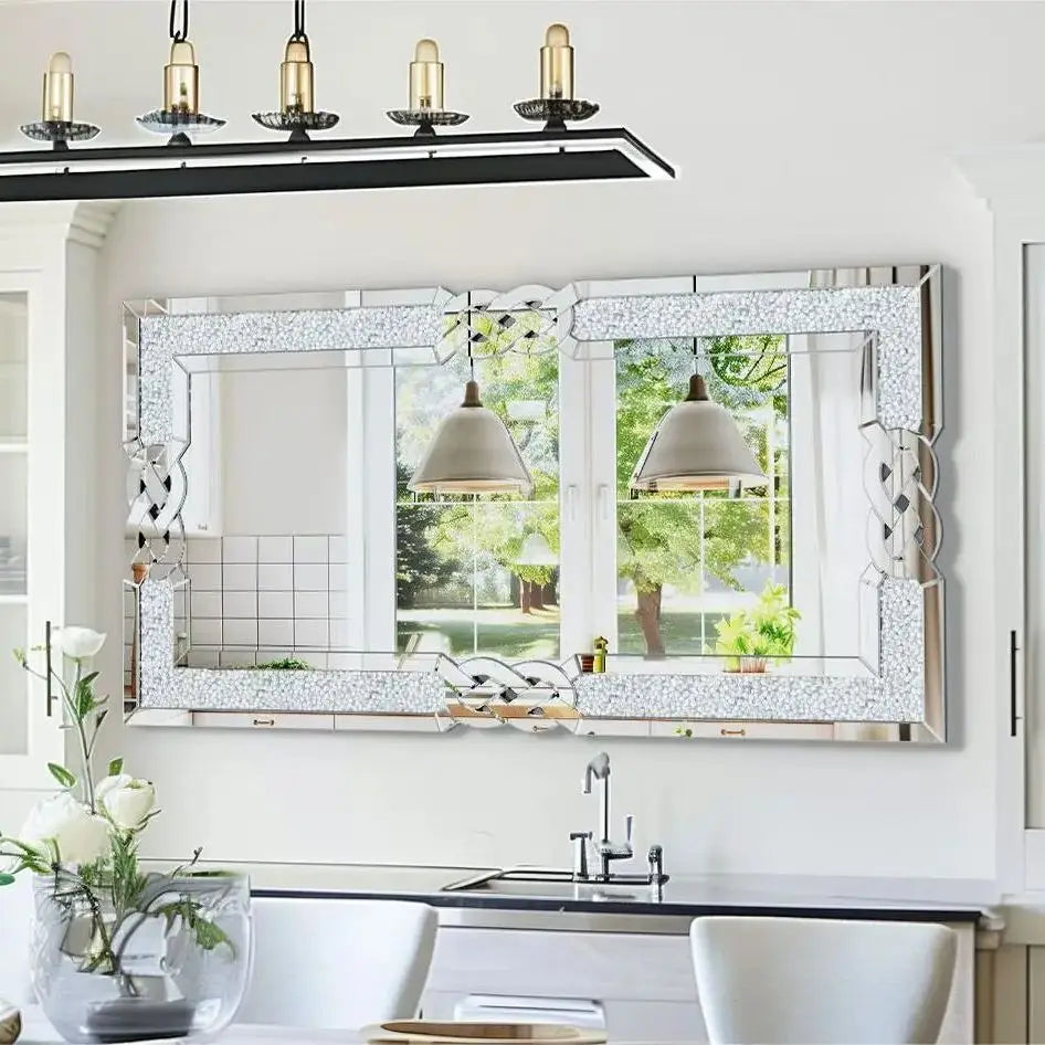 Miroir mural argent rectangulaire