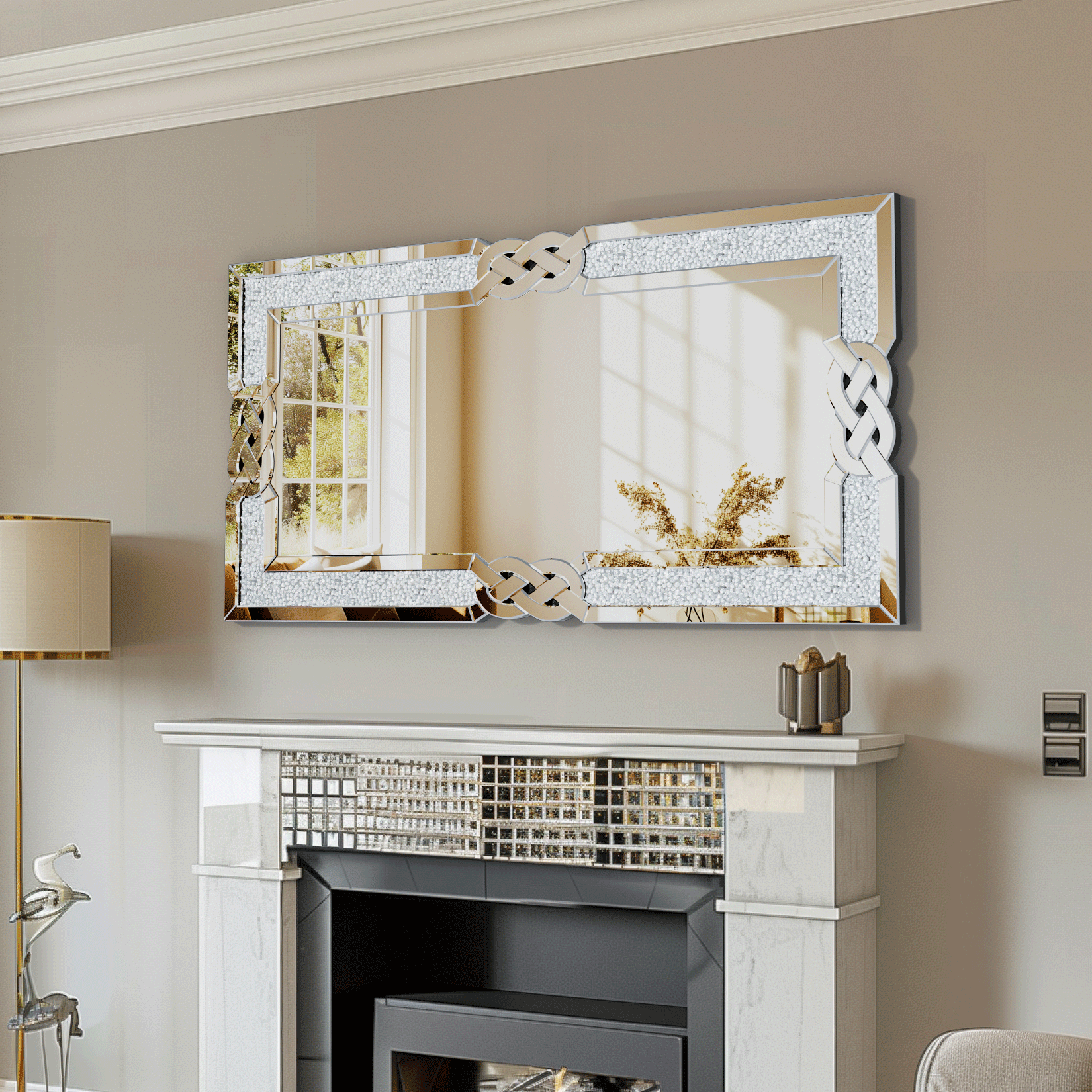 Miroir mural argent rectangulaire