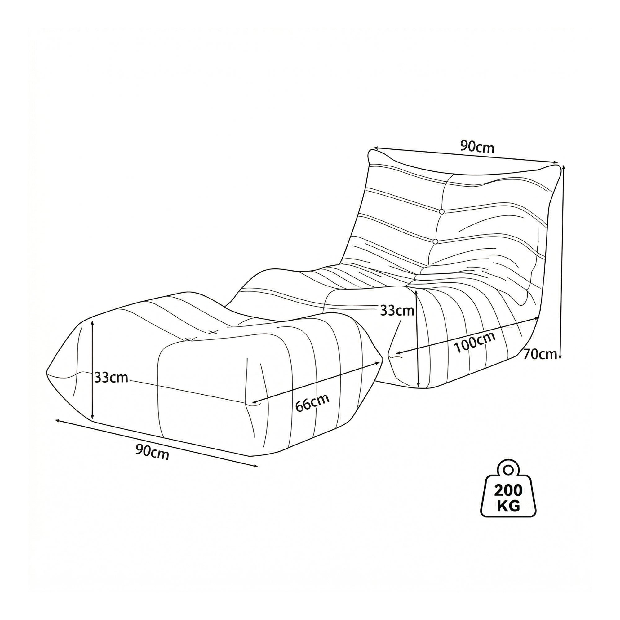 Fauteuil de sol teddy avec repose-pieds