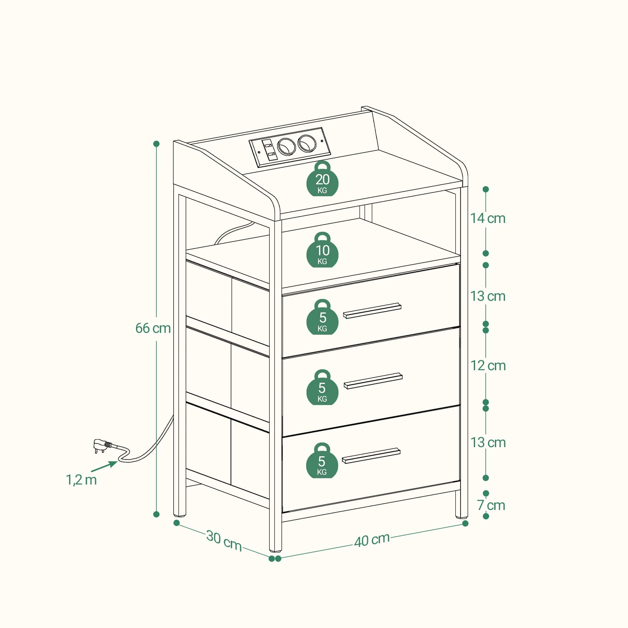 Table de chevet LED pratique