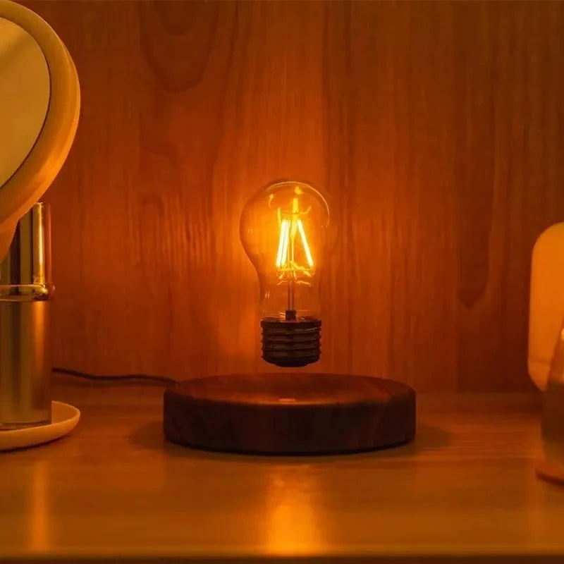Lampe lévitation magnétique bois