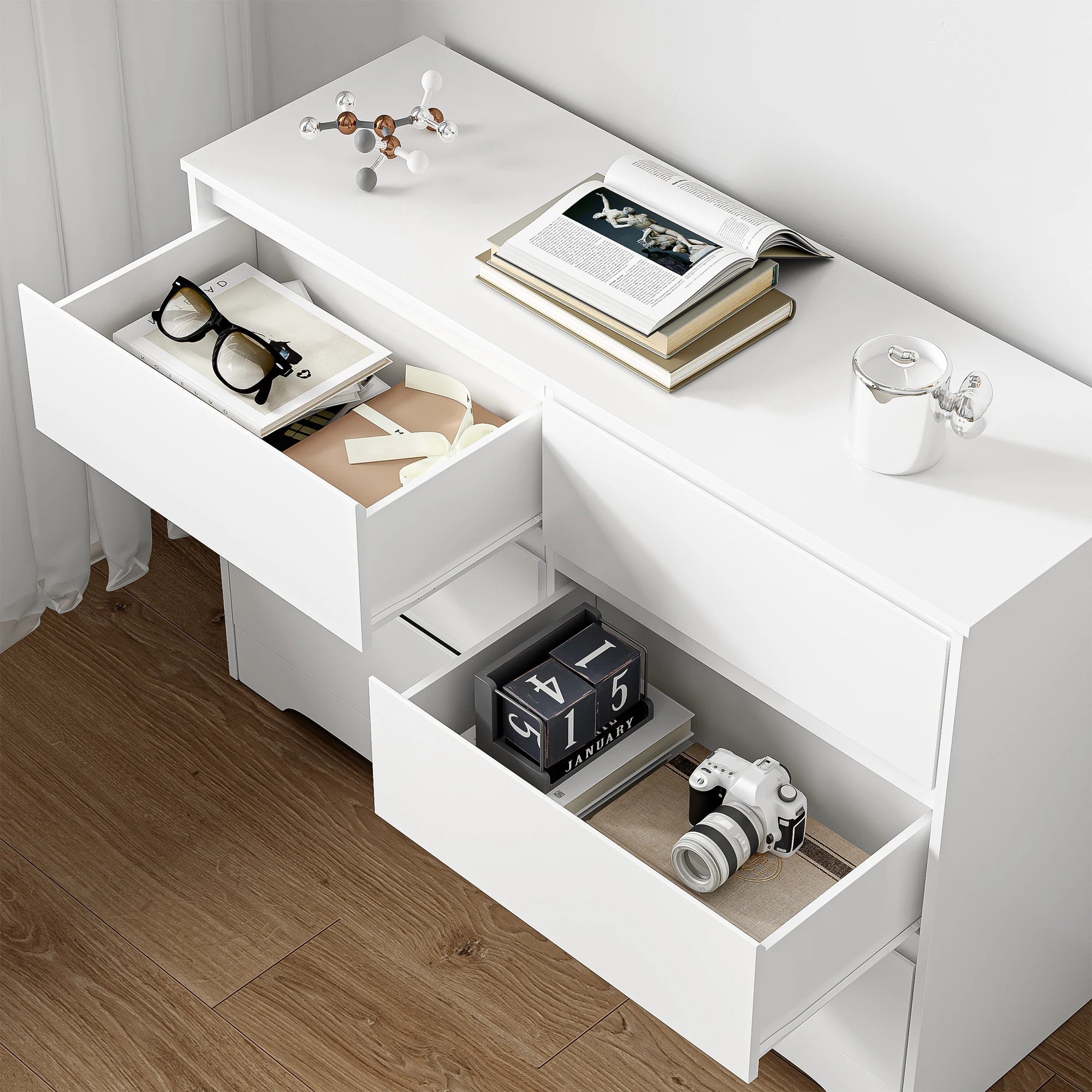 Commode blanche 6 tiroirs
