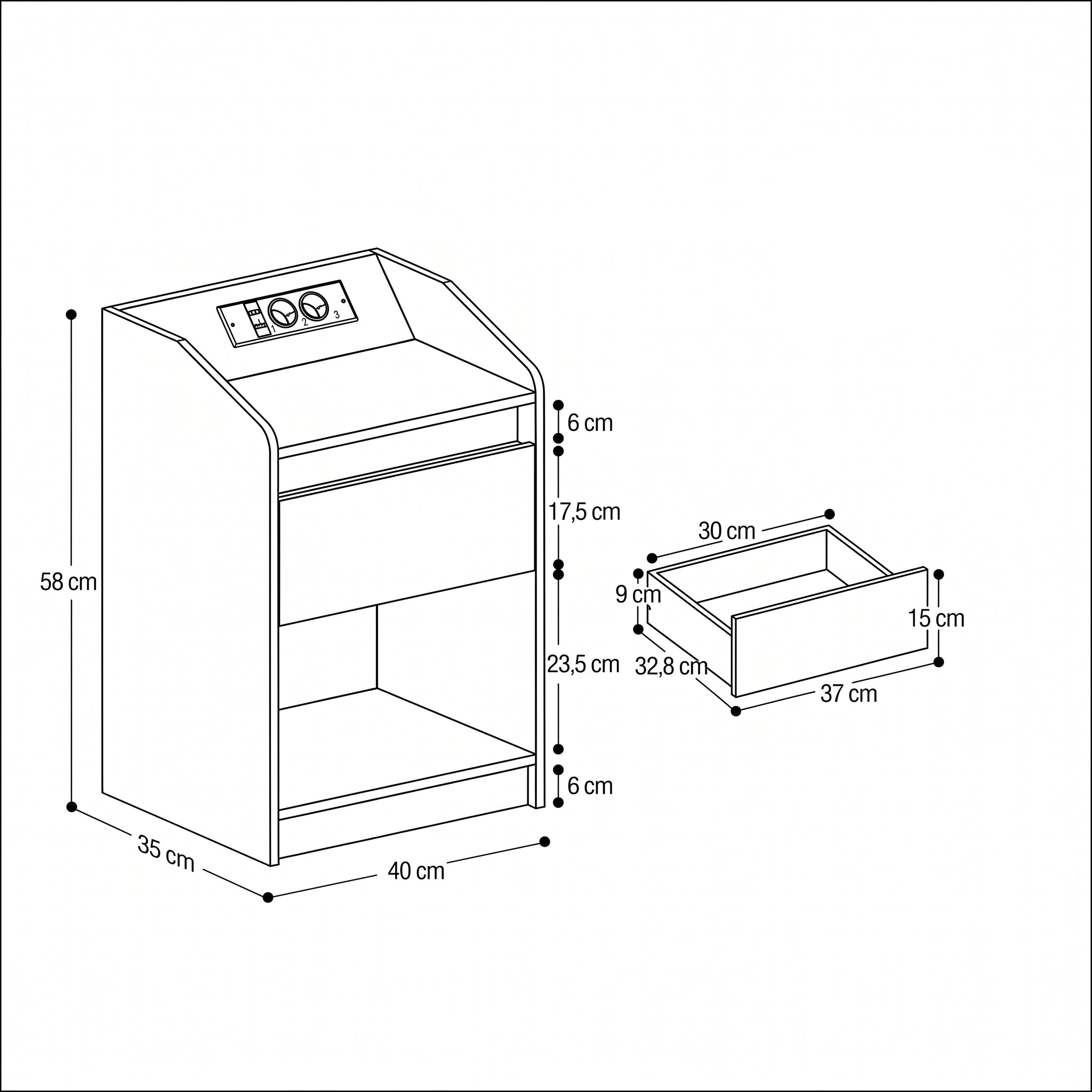 Table de chevet LED station de charge